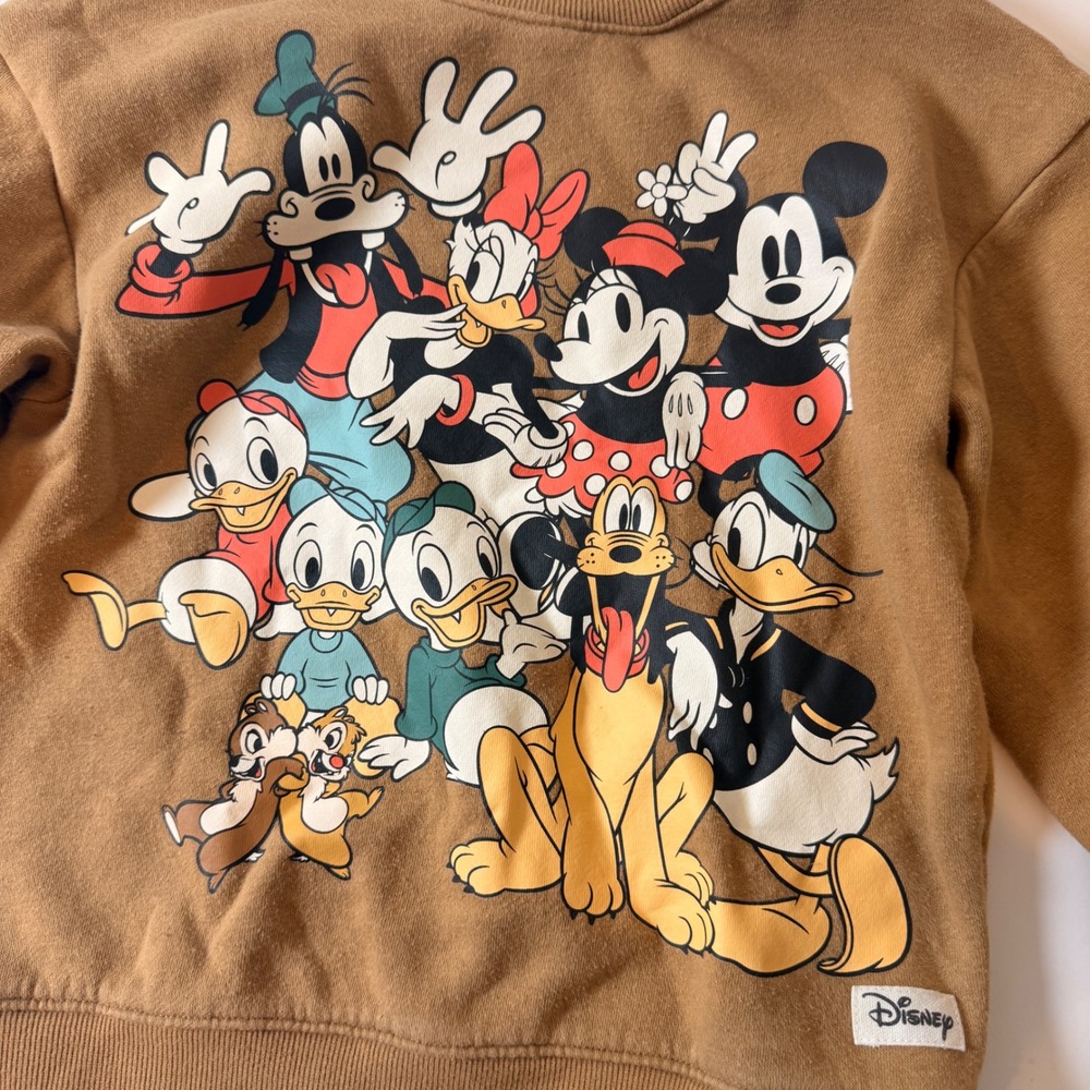 Disney H&M Mickey Mouse Friends Sweatshirt Tan Brown Kids 5-6 Pullover
